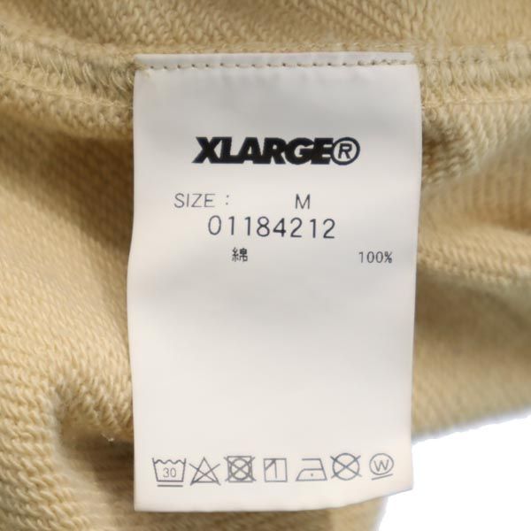XLARGE エクストララージ ロゴ刺繍 長袖 スウェットパーカー M ベージュ プルオーバー トレーナー メンズ
