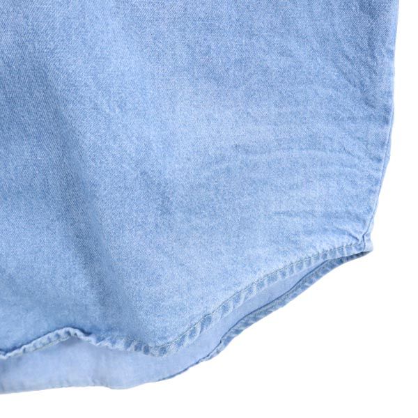 JERZEES ジャージーズ ロゴ刺繍 長袖 デニム ボタンダウンシャツ S メンズ