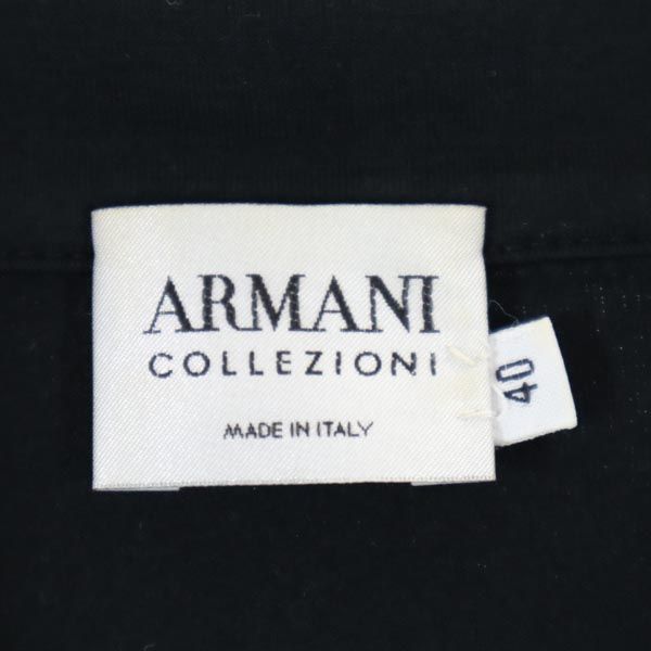 ARMANI アルマーニ イタリア製 長袖 Tシャツ 40 ブラック ロンT スキッパーカラー レディース
