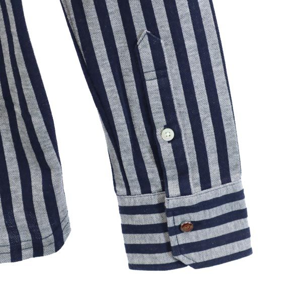 MASTER BUNNY EDITION マスターバニーエディション 日本製 ストライプ柄 長袖 ボタンダウンシャツ 0 ネイビー×グレー レディース