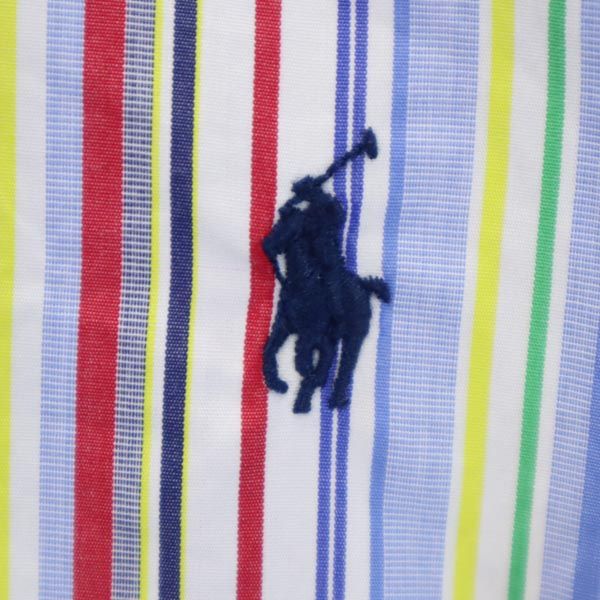 RALPH LAUREN ラルフローレン ストライプ 長袖 ボタンダウンシャツ S(8) ロゴ刺_ キッズ