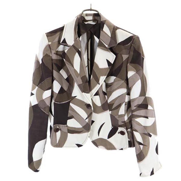 MAX MARA マックスマーラ 総柄 テーラードジャケット 38 茶系 レディース