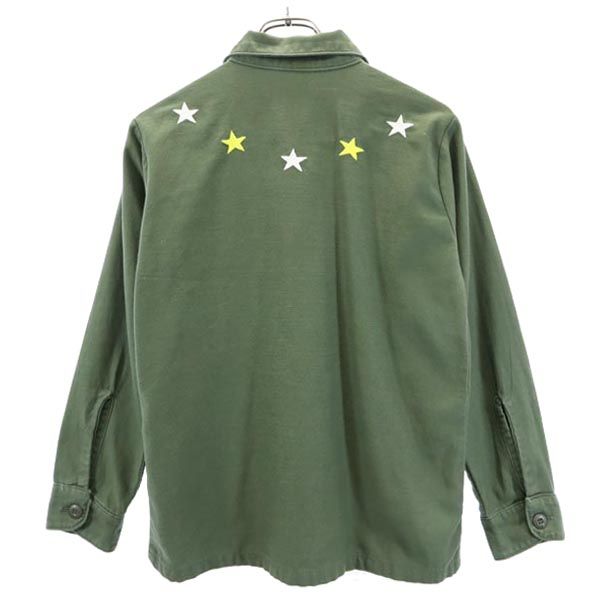 US ARMY アメリカ軍 ユーティリティー 星柄 刺繍 ミリタリージャケット 16 1/2 カーキ メンズ