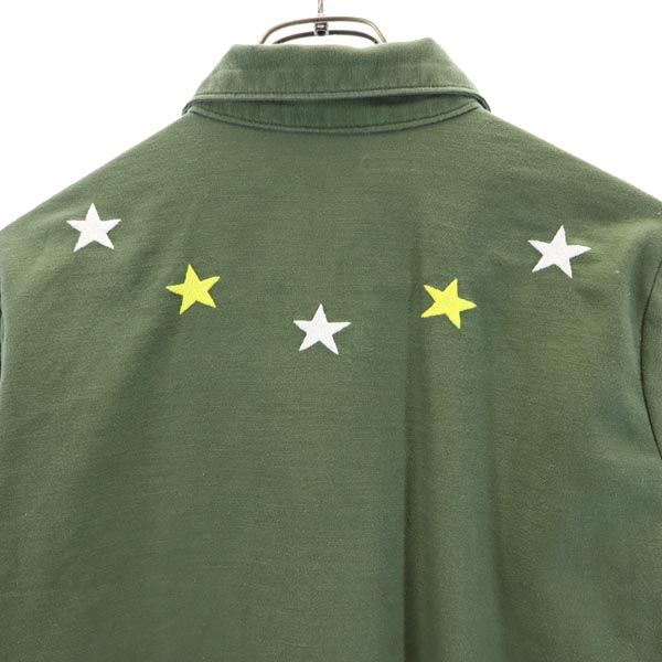 US ARMY アメリカ軍 ユーティリティー 星柄 刺繍 ミリタリージャケット 16 1/2 カーキ メンズ