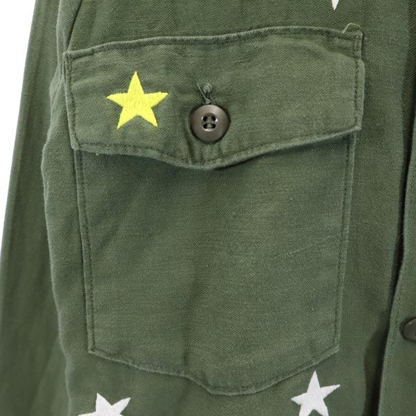 US ARMY アメリカ軍 ユーティリティー 星柄 刺繍 ミリタリージャケット 16 1/2 カーキ メンズ