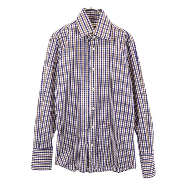 DSQUARED2 ディースクエアード イタリア製 チェック 長袖 シャツ 44 紫×茶 メンズ