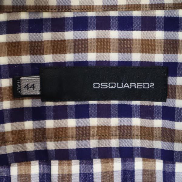 DSQUARED2 ディースクエアード イタリア製 チェック 長袖 シャツ 44 紫×茶 メンズ