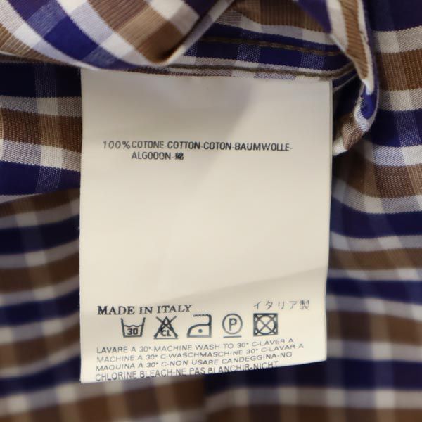 DSQUARED2 ディースクエアード イタリア製 チェック 長袖 シャツ 44 紫×茶 メンズ