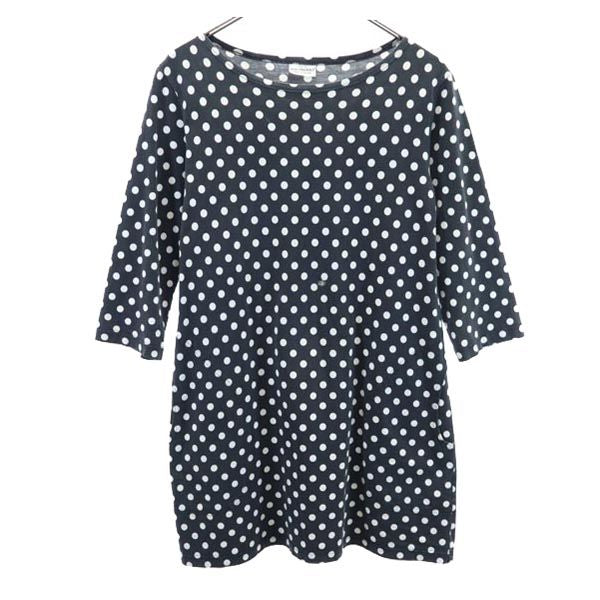 marimekko マリメッコ ドット柄 7分袖 ワンピース M グレー系 レディース