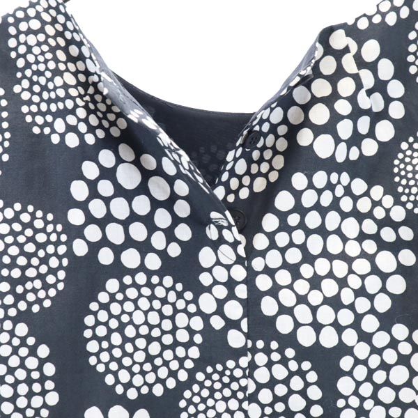 marimekko マリメッコ 総柄 長袖 ワンピース 36 ブラック系 バックボタン レディース