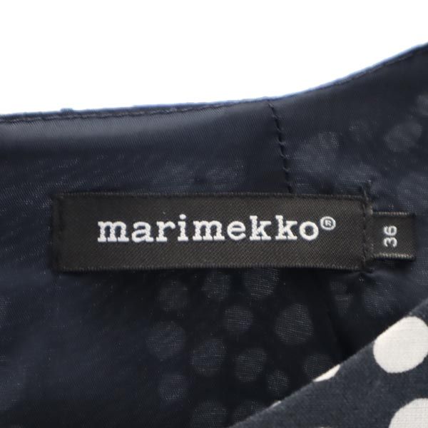 marimekko マリメッコ 総柄 長袖 ワンピース 36 ブラック系 バックボタン レディース
