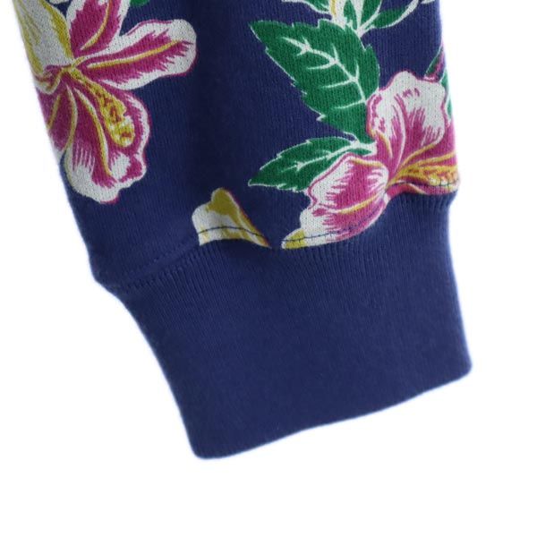 GENTLEMAN ジェントルマン 日本製 花柄 長袖 ジップパーカー M 紺×黄×ピンク メンズ