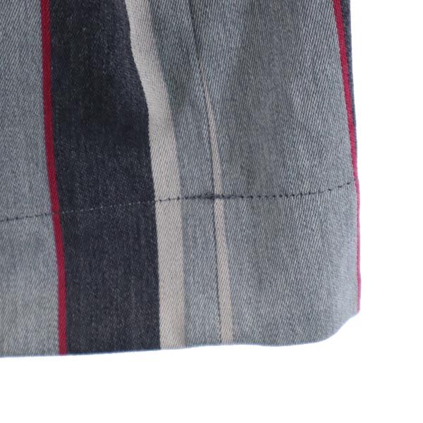 BLUE LABEL CRESTBRIDGE ブルーレーベルクレストブリッジ 三陽商会 ウールブレンド ストライプ柄 7分袖 カットソー 38 グレー系 レディース