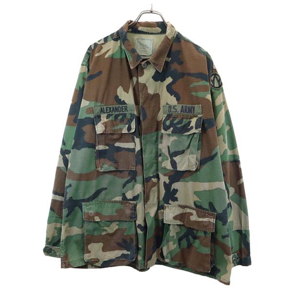 US ARMY アメリカ軍 80s ウッドランド カモフラージュ柄 ミリタリージャケット L カーキ系 DLA メンズ
