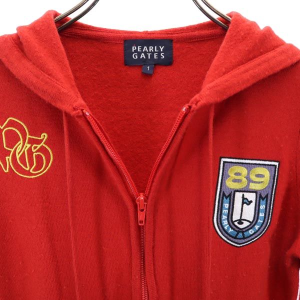 PEARLY GATES パーリーゲイツ ウール ゴルフ 長袖 ニット ジップパーカー 1 赤 ジャケット レディース