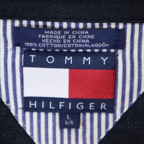 トミーヒルフィガー 90s オールド 長袖 ハーフジップ ニット L ネイビー系 TOMMY HILFIGER セーター メンズ