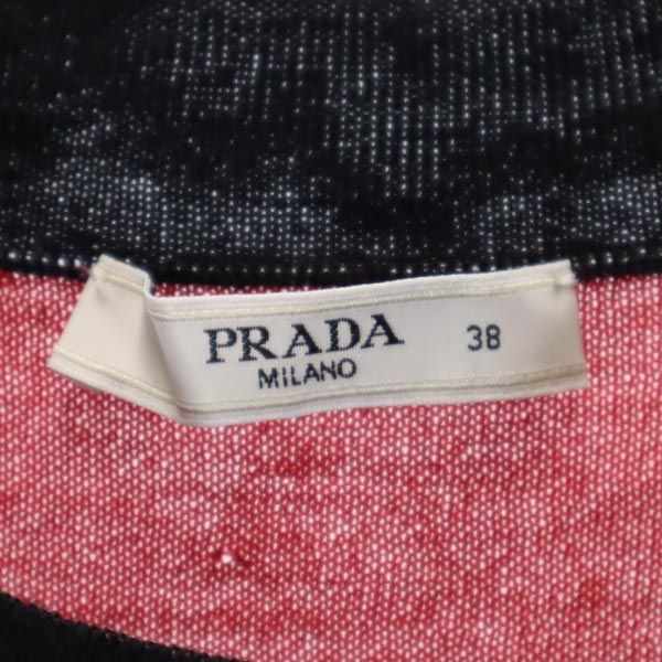 PRADA プラダ イタリア製 ウールシルクブレンド 半袖 デザイン ニット 38 レッド系 リボン レディース