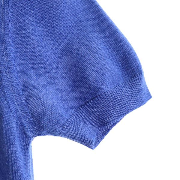 PRADA プラダ イタリア製 ウールブレンド 半袖 デザイン ニット 38 ブルー系 セーター レディース