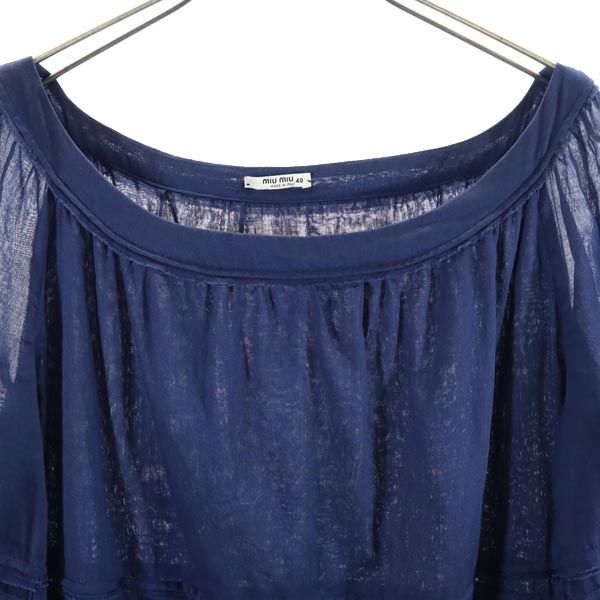 MIUMIU ミュウミュウ 長袖 シースルー ワンピース 40 ネイビー系 チュニック レディース