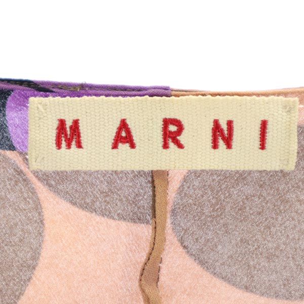 MARNI マルニ シルク100% 総柄 5分袖 カットソー 42 ブラウン系 レディース
