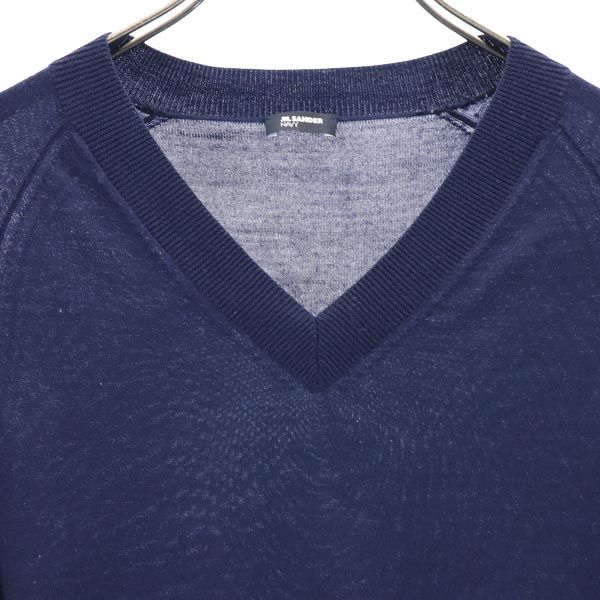 JIL SANDER NAVY ジルサンダーネイビー ウール 長袖 Vネック ニット M 紺系 セーター レディース