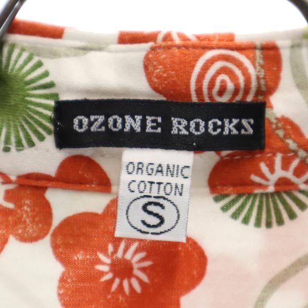 OZONE ROCKS オゾンロックス 日本製 和柄 総柄 長袖 シャツ S 白系 レディース