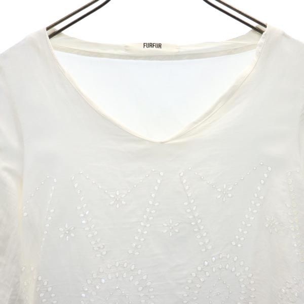 furfur ファーファー 長袖 レース カットソー F 白系 レディース