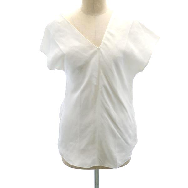 未使用 HELMUT LANG ヘルムートラング リネンブレンド ノースリーブ Vネック カットソー S 白系 レディース