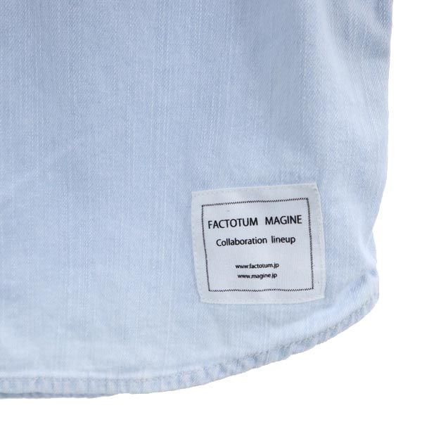 FACTOTUM ファクトタム 日本製 長袖 デニム ウエスタンシャツ 46 水色 メンズ