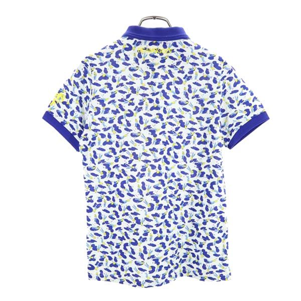 BEAMS GOLF ビームスゴルフ 日本製 総柄 ゴルフ 半袖 ポロシャツ M ブルー系 鹿の子 レディース