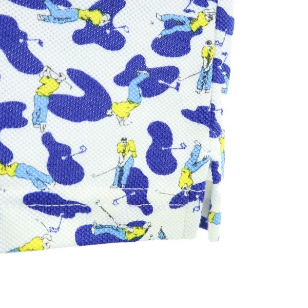 BEAMS GOLF ビームスゴルフ 日本製 総柄 ゴルフ 半袖 ポロシャツ M ブルー系 鹿の子 レディース