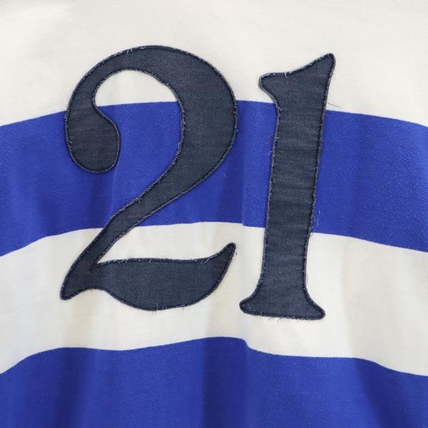 Polo by Ralph Lauren ポロバイラルフローレン ボーダー 長袖 ラガーシャツ 160 ブルー×ホワイト ポロシャツ キッズ