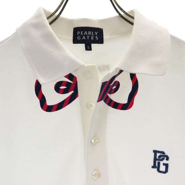 PEARLY GATES パーリーゲイツ ワンポイント刺繍 ゴルフ 半袖 ポロシャツ 5 白 メンズ