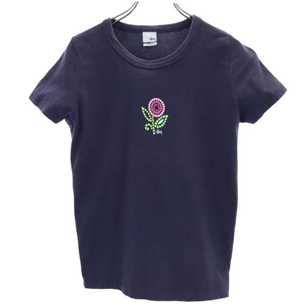 STUSSY ステューシー 90s USA製 オールド 半袖 Tシャツ M ネイビー レディース