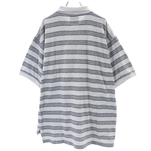 adidas アディダス 90s オールド ボーダー柄 半袖 ポロシャツ M グレー メンズ