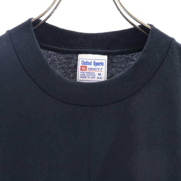 United Sports ユナイテッドスポーツ USA製 ロゴプリント 半袖 Tシャツ M 黒系 メンズ