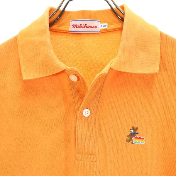 mikihouse ミキハウス ワンポイント刺繍 半袖 ポロシャツ LM オレンジ 鹿の子 レディース