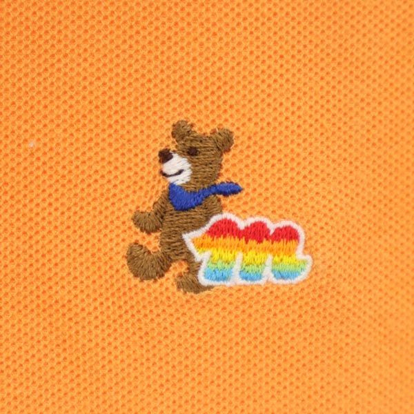 mikihouse ミキハウス ワンポイント刺繍 半袖 ポロシャツ LM オレンジ 鹿の子 レディース