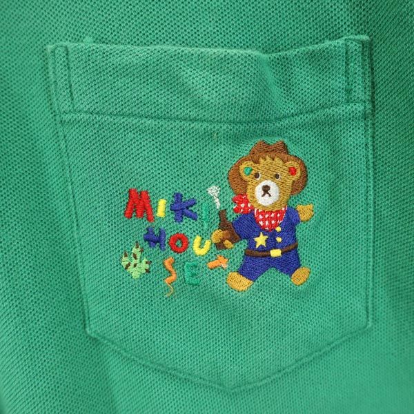 mikihouse ミキハウス 刺繍入り 半袖 ポロシャツ S 緑 鹿の子 メンズ
