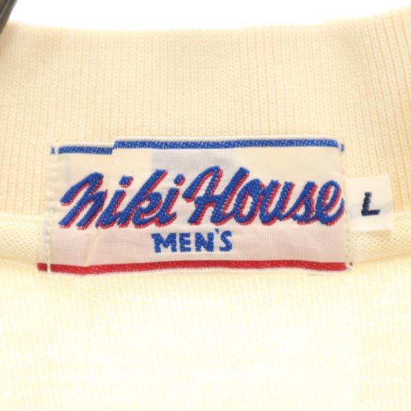 mikihouse ミキハウス ワンポイント刺繍 半袖 ポロシャツ L アイボリー 鹿の子 メンズ
