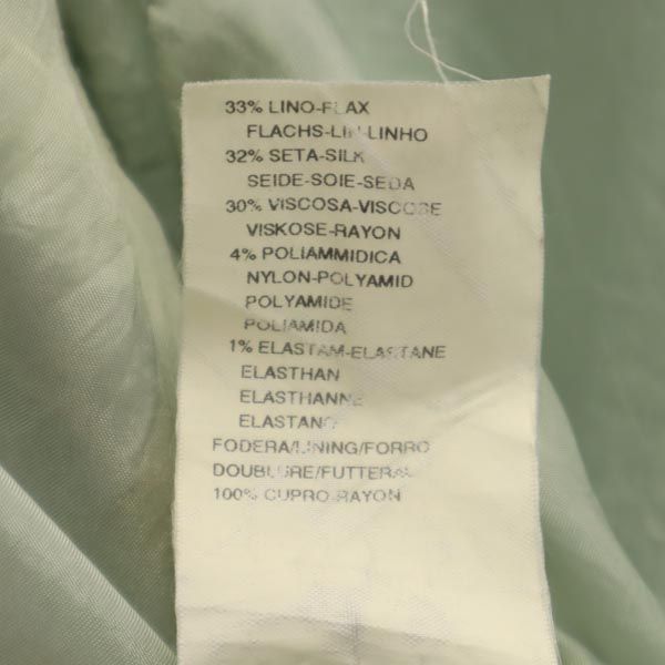 Emporio Armani エンポリオアルマーニ イタリア製 リネン シルクブレンド チェック柄 長袖 テーラードジャケット 40 グリーン系 メンズ