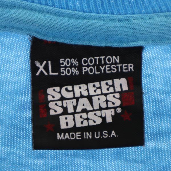SCREEN STARS BEST スクリーンスターズベスト 90s USA製 オールド バックプリント 半袖 Tシャツ XL ブルー系 メンズ