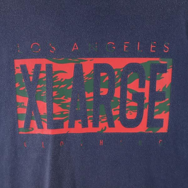 XLARGE エクストララージ ロゴプリント 半袖 Tシャツ L 紺系 メンズ