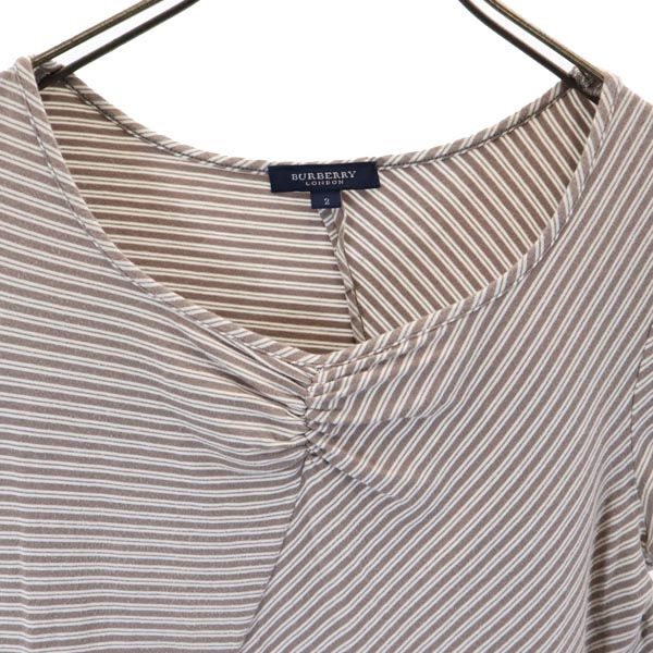 BURBERRY バーバリー 日本製 三陽商会 総柄 半袖 Tシャツ 2 ブラウン系 レディース