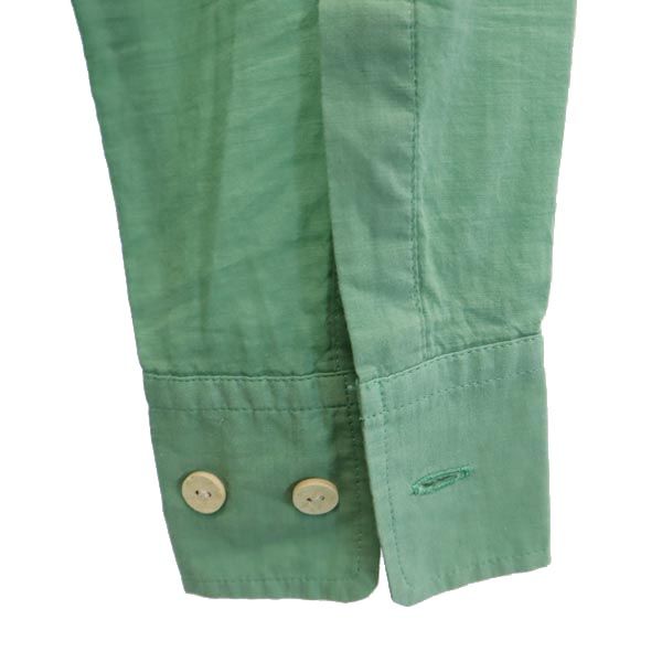 FACTOTUM ファクトタム 日本製 ウールブレンド 長袖 コットンシャツ 44 緑系 メンズ