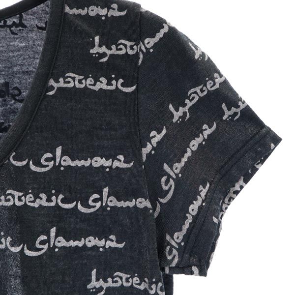 HYSTERIC GLAMOUR ヒステリックグラマー ロゴプリント総柄 半袖 Tシャツ グレー系 レディース