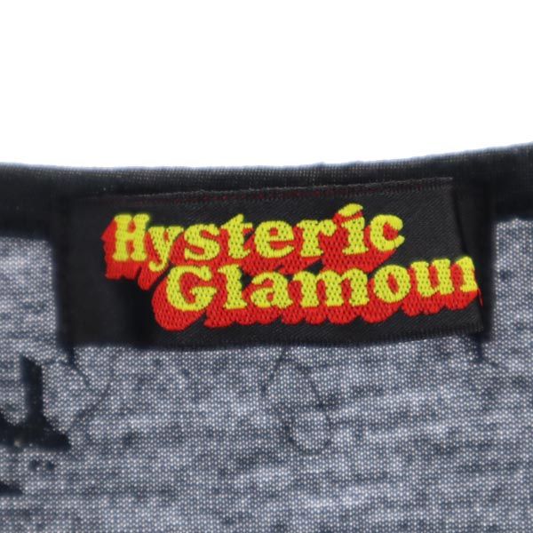 HYSTERIC GLAMOUR ヒステリックグラマー ロゴプリント総柄 半袖 Tシャツ グレー系 レディース