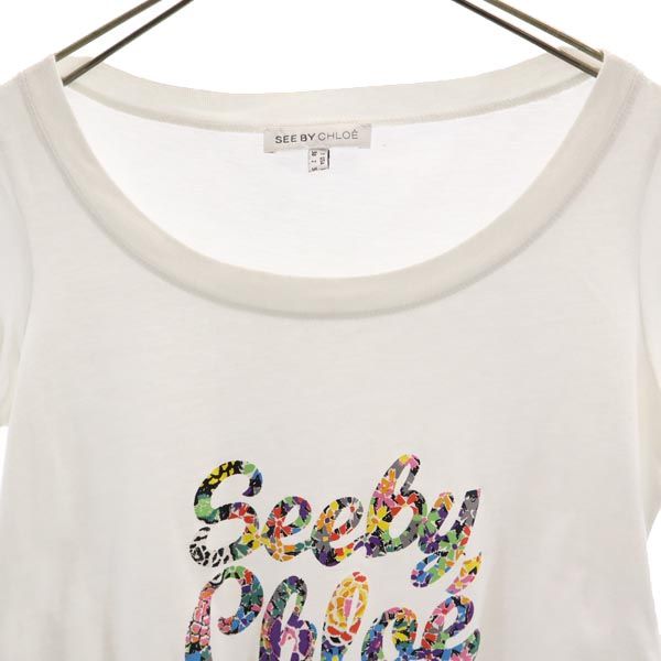 SEE BY CHLOE シーバイクロエ ロゴプリント 半袖 Uネック Tシャツ 2 白 レディース