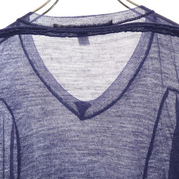 COMME des GARCONS コムデギャルソン 日本製 ウール 長袖 Vネック デザイン セーター SS ネイビー系 カットソー レディース