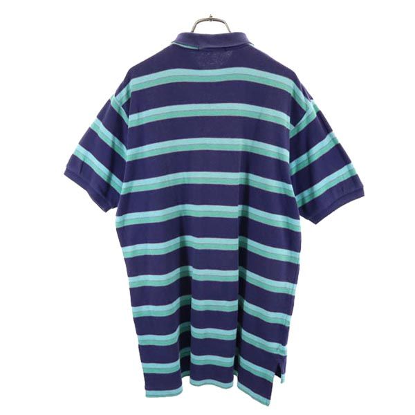 YVES SAINT LAURENT イヴサンローラン ボーダー柄 半袖 ポロシャツ L ネイビー系 メンズ